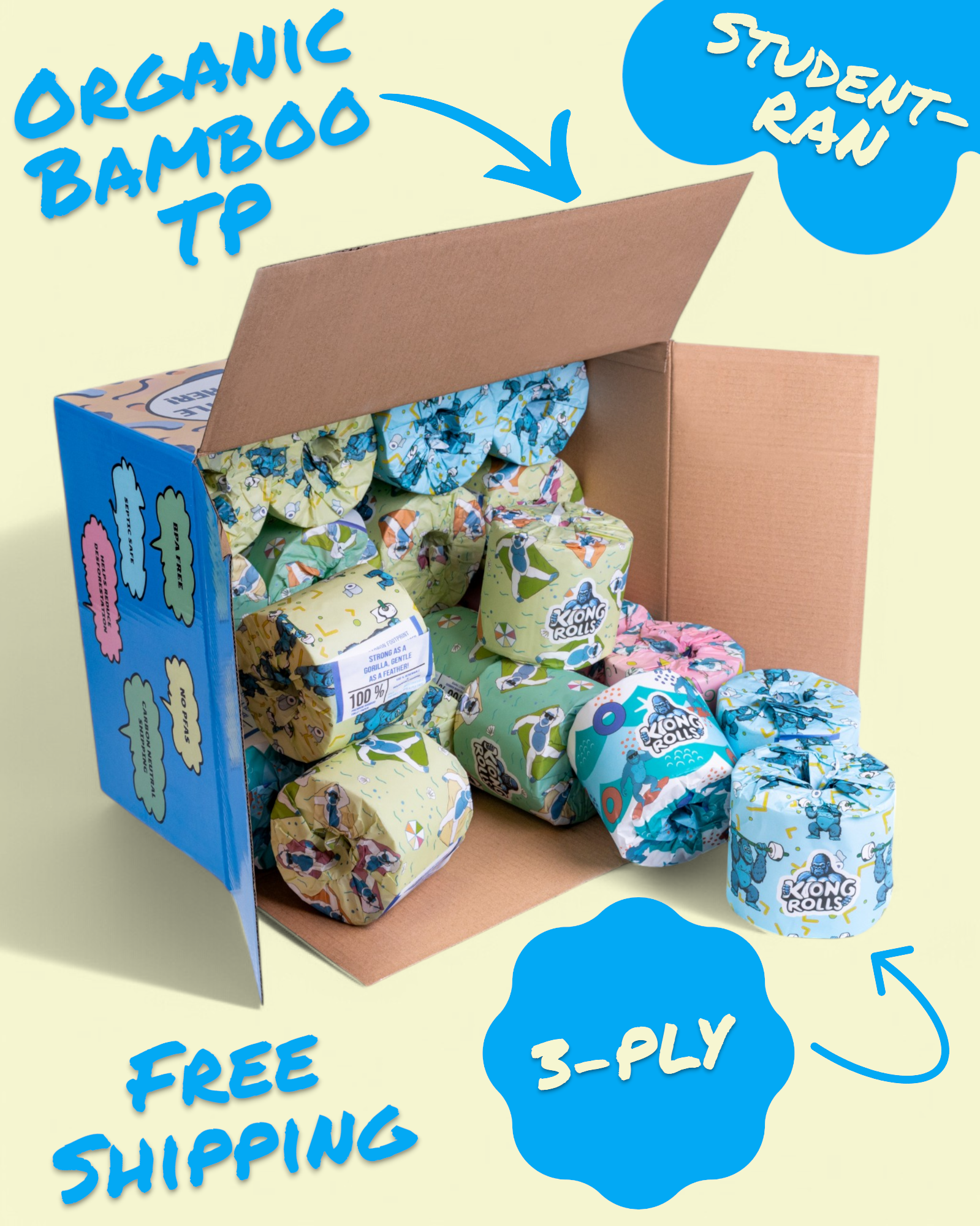 100% Premium Bamboo Toilet Paper