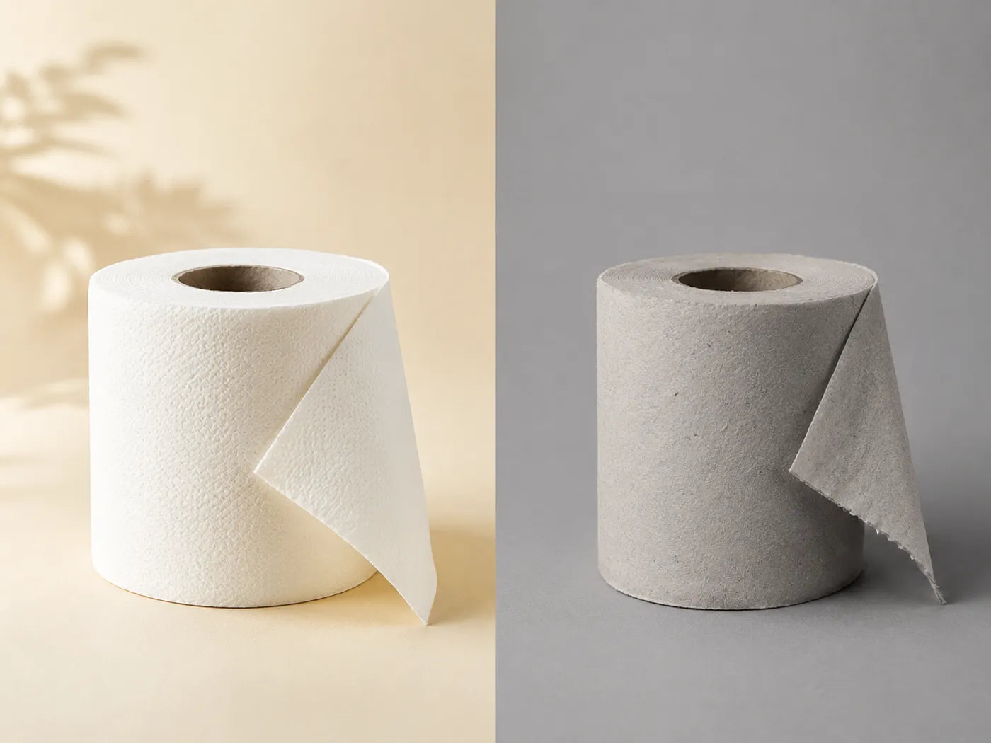 Premium bamboo roll compared with a dull conventional roll