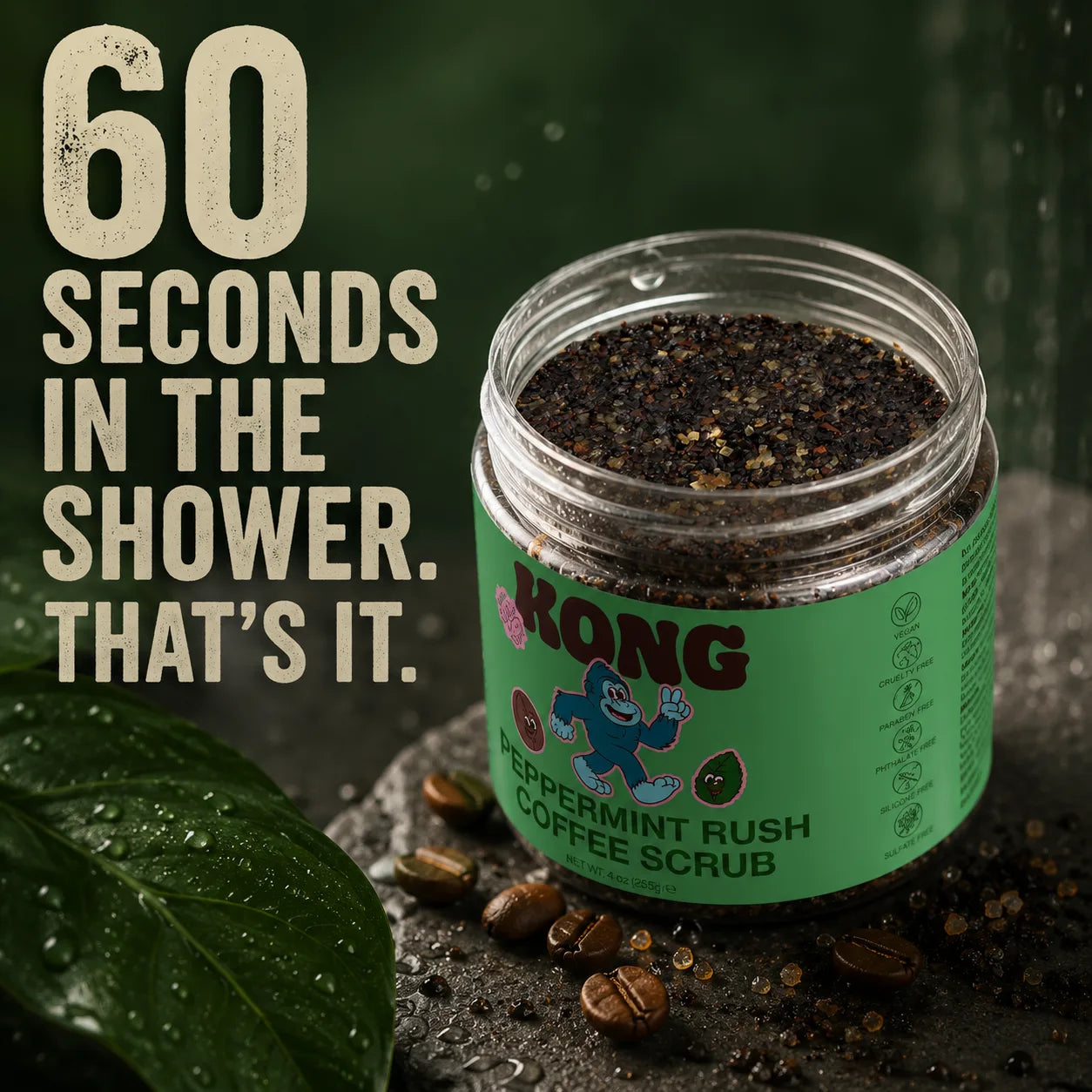 How to use KONG Peppermint Rush Coffee Scrub